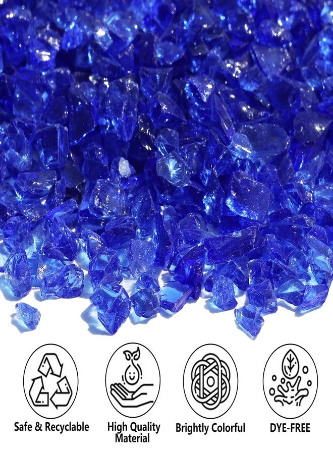 زجاج مكسر من QYGL لأعمال الراتنج الفنية، والحرف اليدوية، وديكور المنزل - 0.9 رطل من قطع الزجاج المكسور باللون الأزرق الكوبالت 3-6 مم، لملء المزهريات، وحفر النار على الطاولة، وصخور أحواض السمك - Image 2